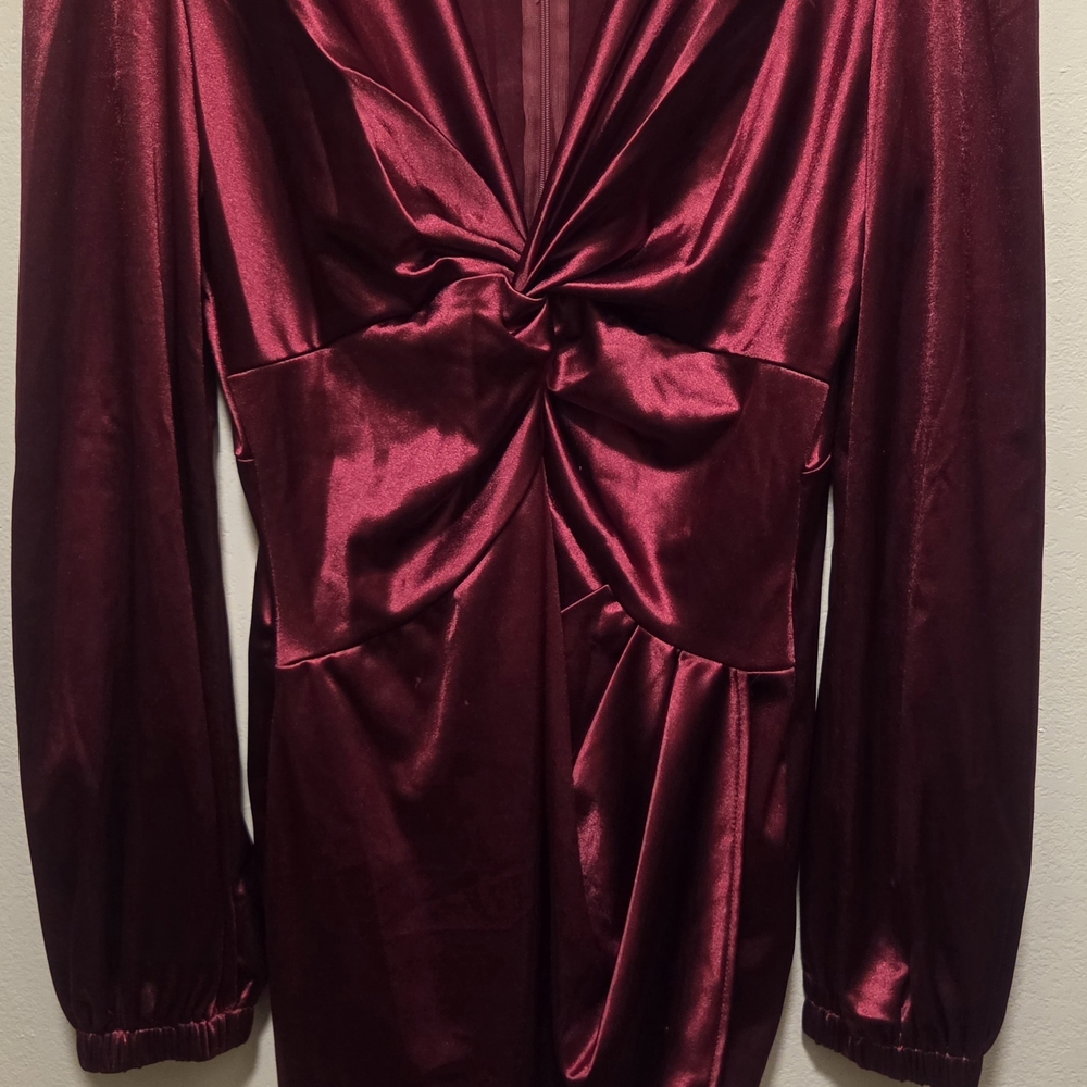 Elegant Burgundy Satin Dress